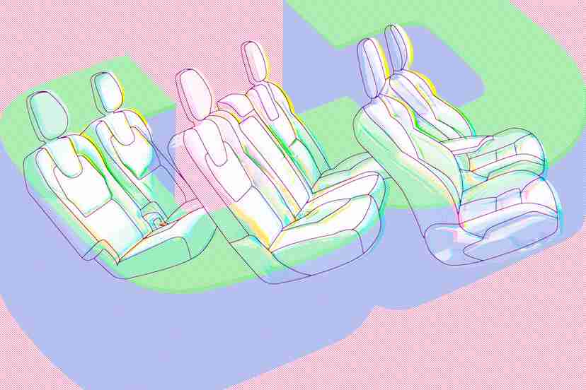 The rows of car seats illustration