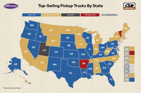 Top selling trucks by state graphic