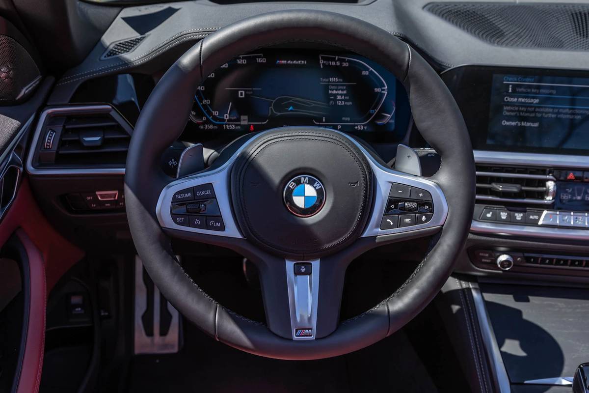 bmw m440i convertible 2021  19 front row  interior  steering wheel jpg