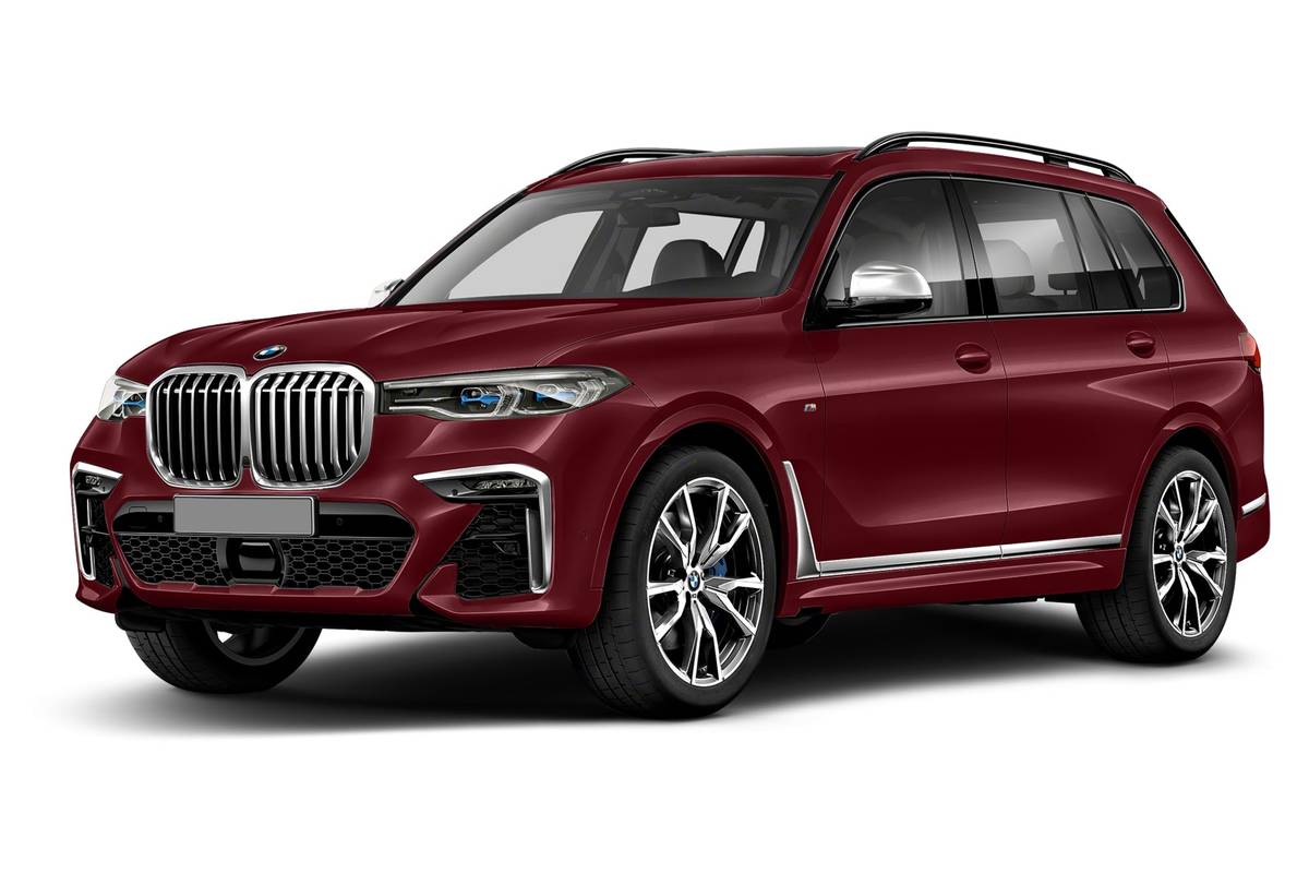 Red 2020 BMW X7 front angle view
