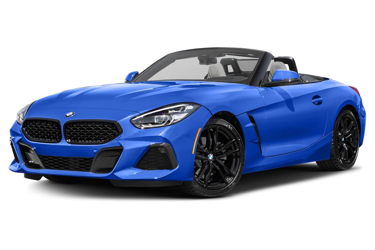 Blue 2019 BMW Z4 front angle view