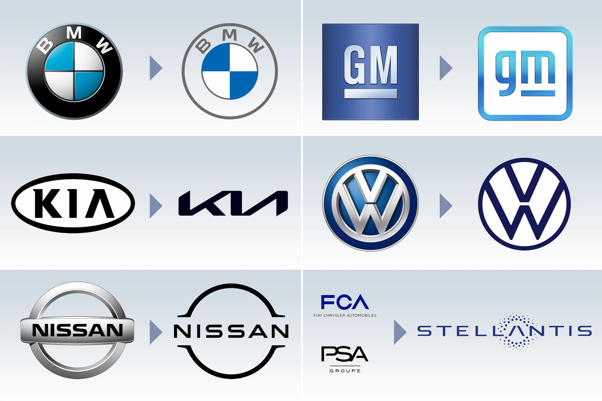 Automaker brand new logo comparison illustration