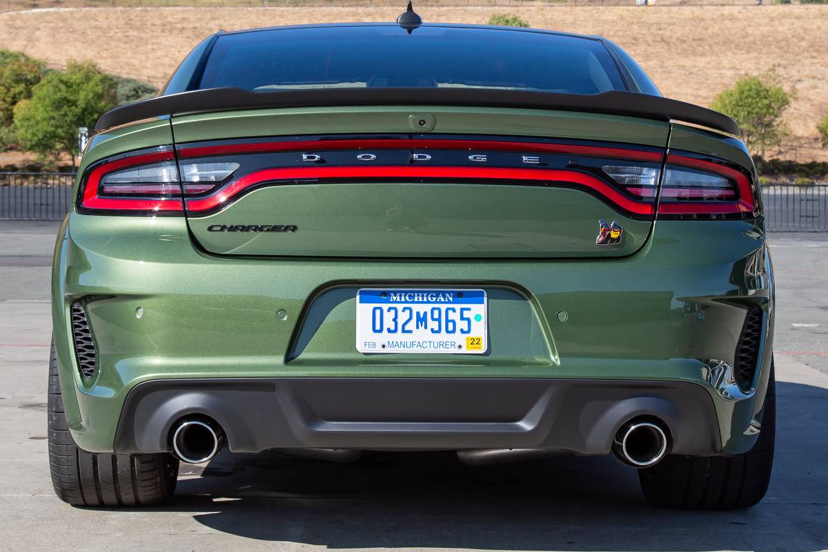 Green 2020 Dodge Charger Scat Pack Widebody rear view