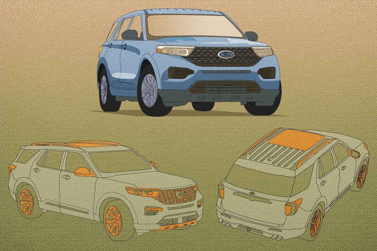 Illustration of 2020 Ford Explorer trims