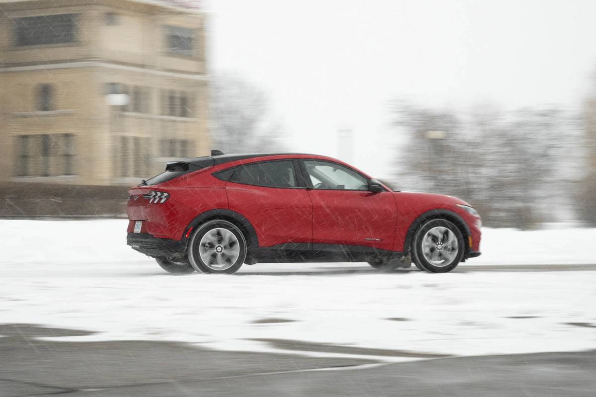 Driving Ford's Mustang Mach-E Electric SUV in Deep Snow