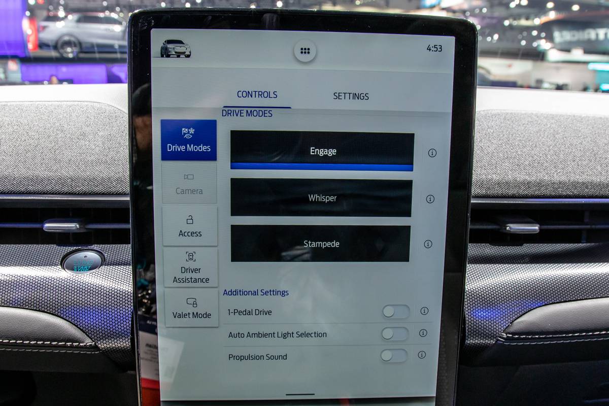 ford mustang mach e 2021 10 center stack display drive mode interior jpg