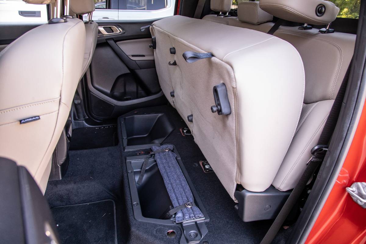 ford ranger 2019 55 folding seats  interior  second row  storage jpg