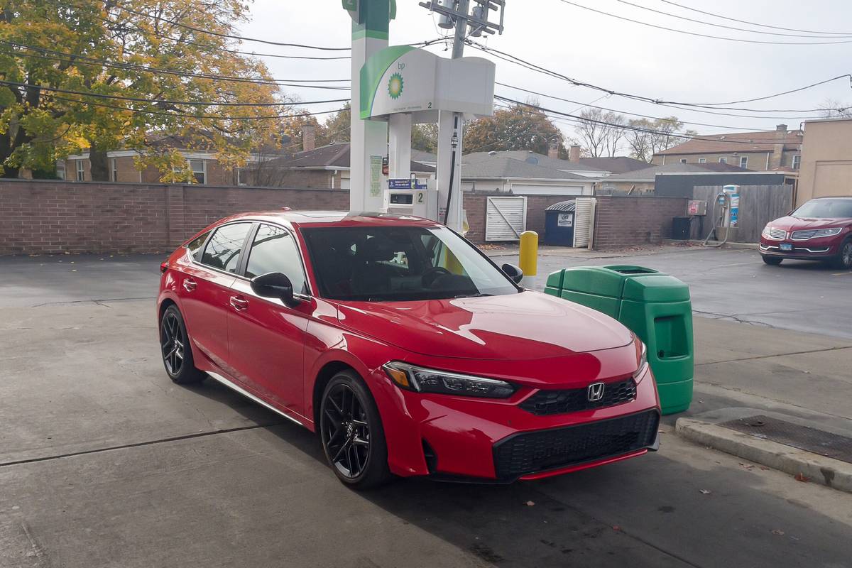 honda civic hybrid 2025 03 exterior front angle red scaled jpg