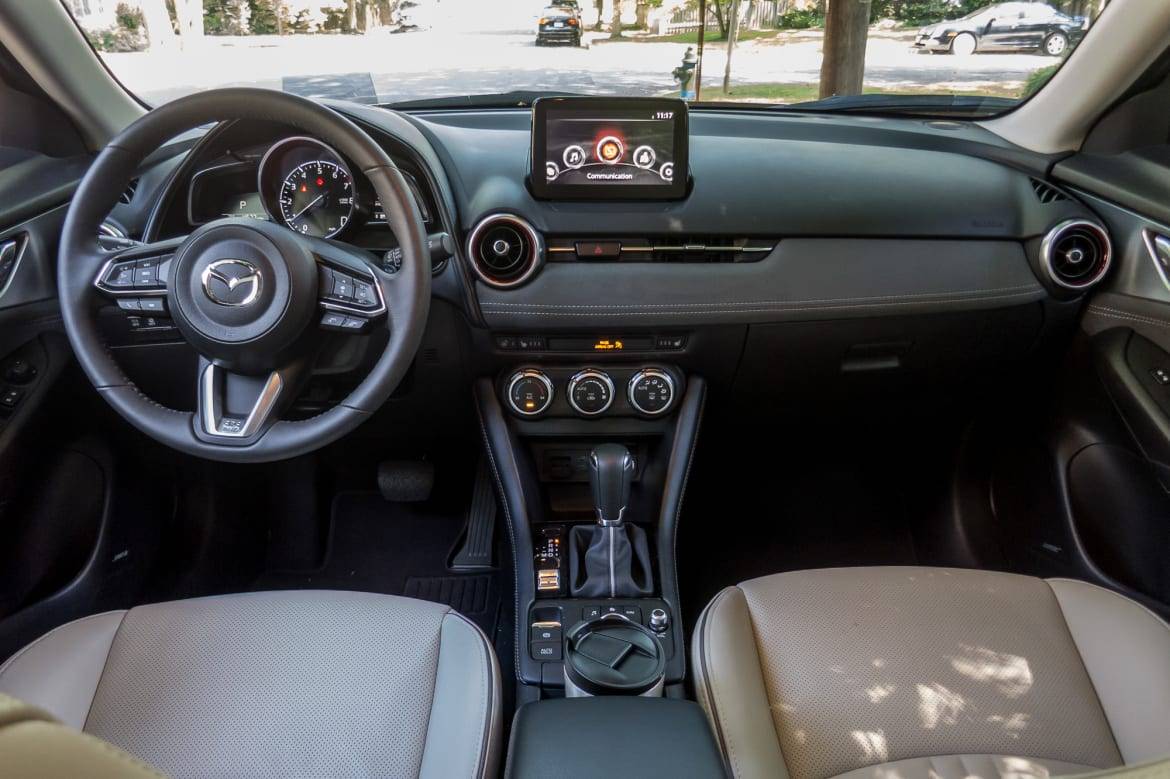 The 7-inch media display is well-positioned for the driver’s sight lines. | Cars.com photo by Fred Meier