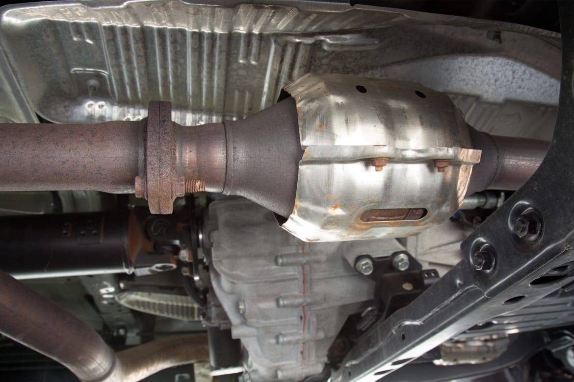 Catalytic converter showing signs of rust