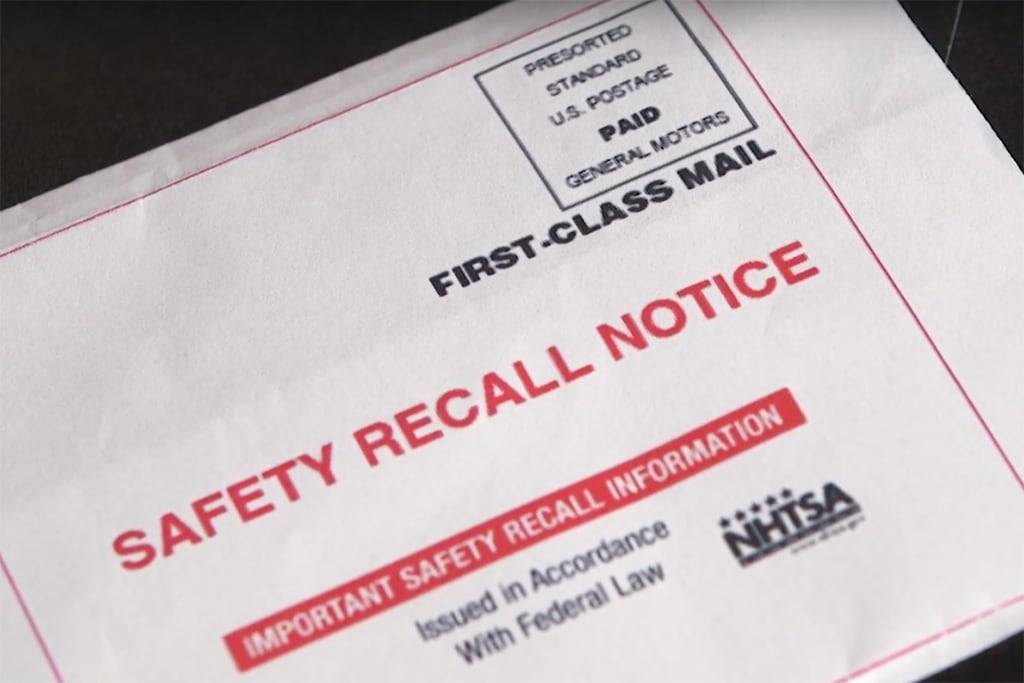 A vehicle safety recall notice