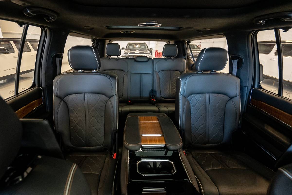 2023 Jeep Grand Wagoneer L second-row captain's chairs | Cars.com photo by Max Bednarski