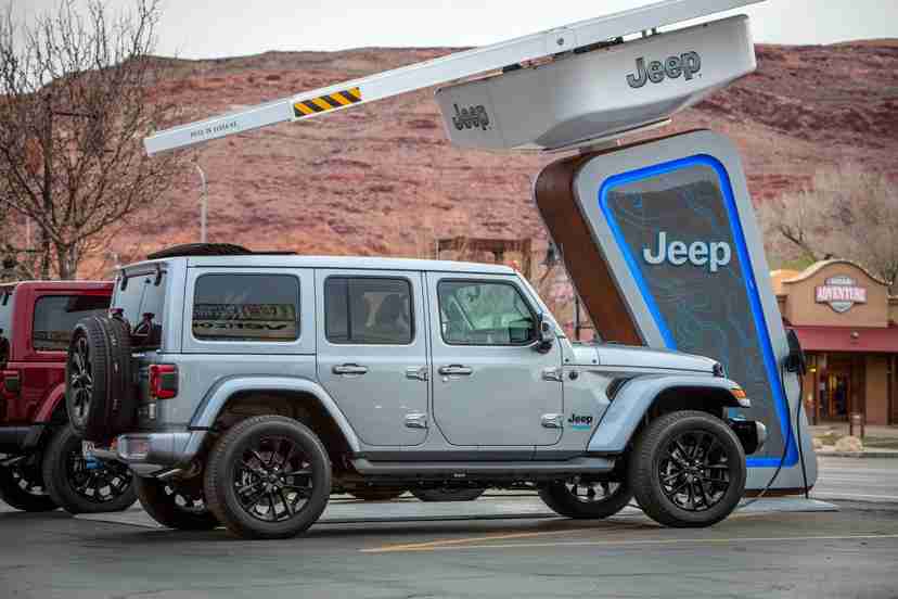 2021 Jeep Wrangler 4xe at a Jeep charging station