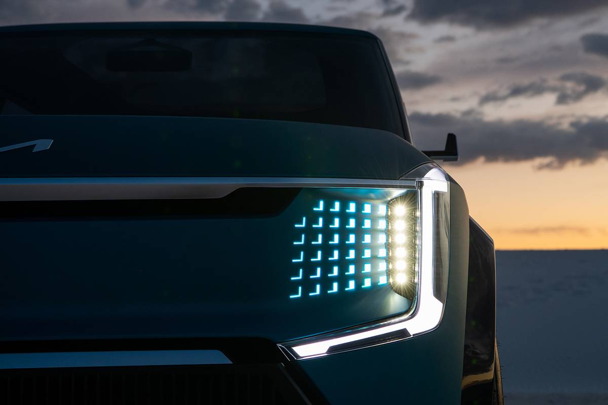 kia ev9 concept 2 blue exterior headlights suv jpg