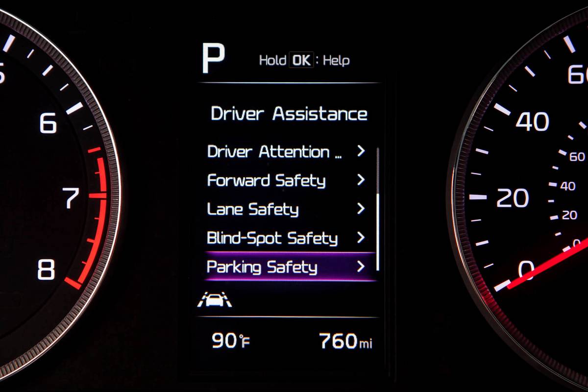 2021 Kia K5 GT Line instrument panel with safety tech features