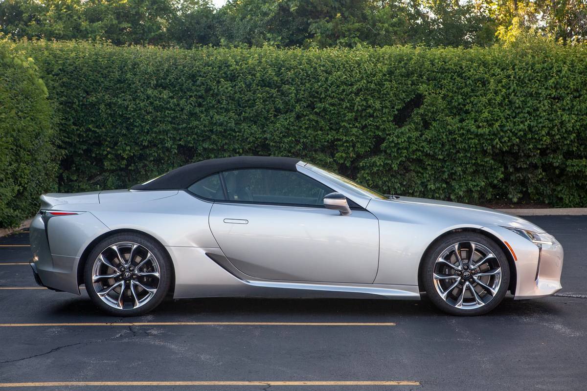 Side view of a 2021 Lexus LC 500 Convertible