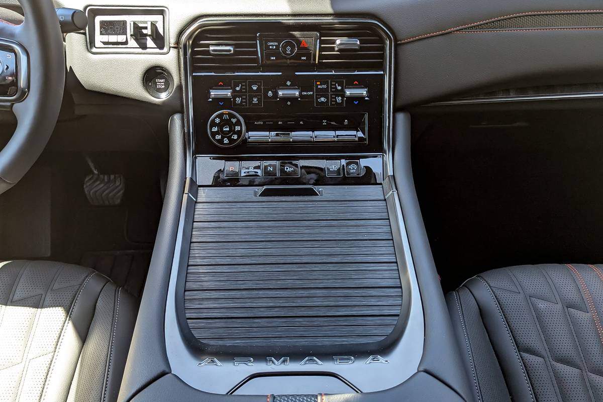 nissan armada pro 4x 2025 26 interior center console jpg