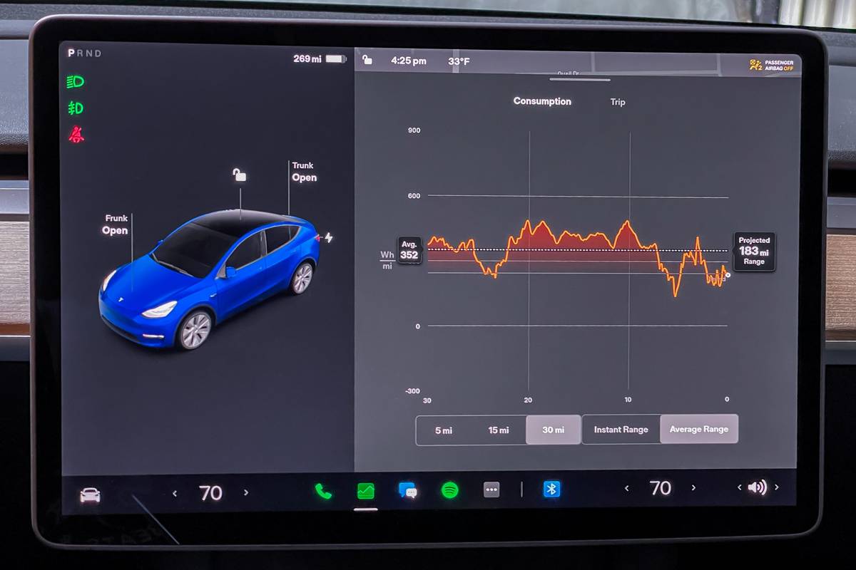 2021 Tesla Model Y Software V11.0 | Cars.com photo by Joe Bruzek