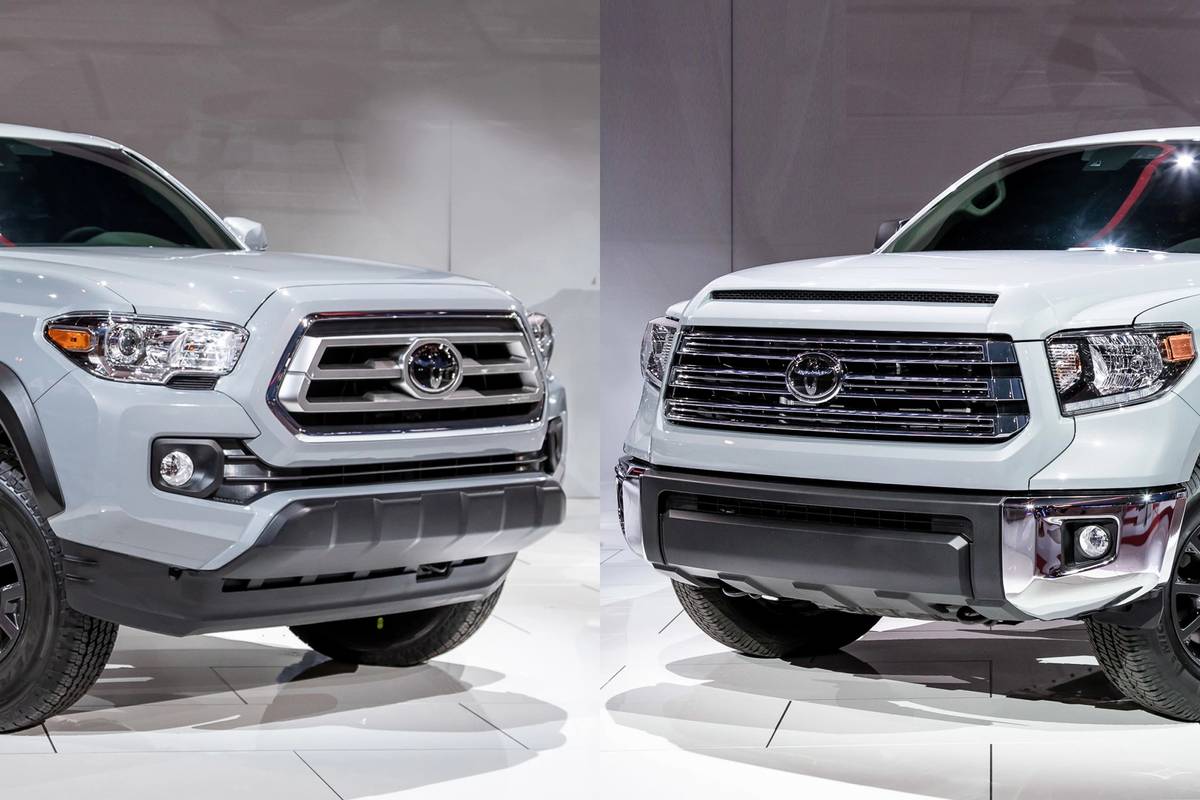 2021 Toyota Tundra and 2020 Toyota Tacoma side-by-side view