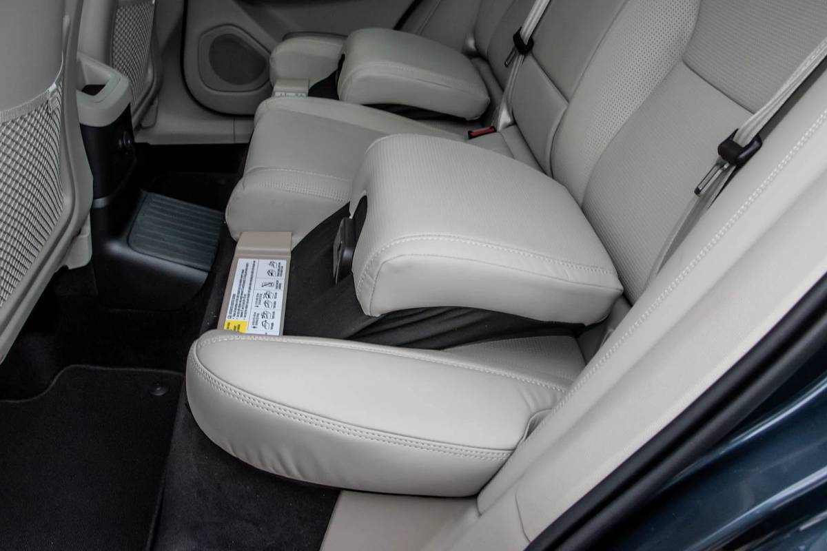 2021 Volvo XC60 Recharge optional integrated booster seats | Cars.com photo by Joe Wiesenfelder